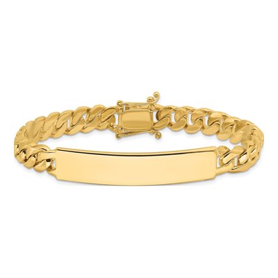 14K Yellow Gold Curb Link ID Bracelet – view 3