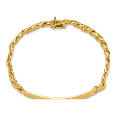 14K Yellow Gold Curb Link ID Bracelet – view 4