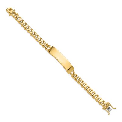 14K Yellow Gold Curb Link ID Bracelet – view 3