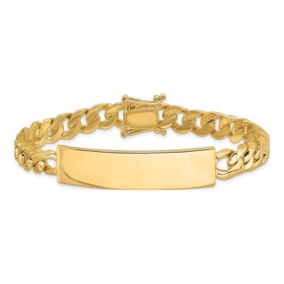 14K Yellow Gold Curb Link ID Bracelet – view 4