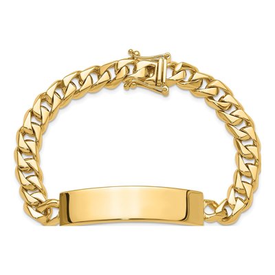 14K Yellow Gold Curb Link ID Bracelet – view 5