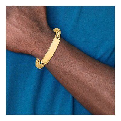 14K Yellow Gold Curb Link ID Bracelet – view 6