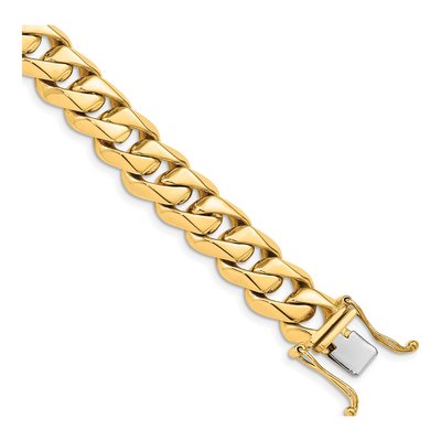14K Yellow Gold 11mm Fancy Curb Chain Bracelet