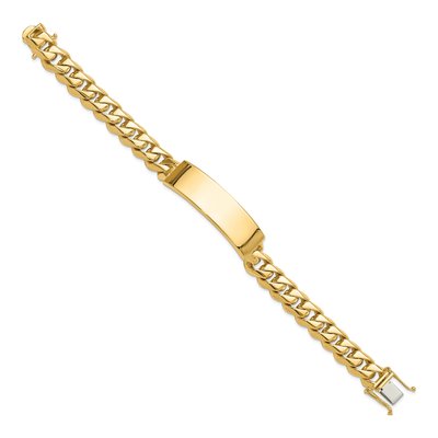 14K Gold Engravable Curb ID Bracelet 8in 14mm – view 2