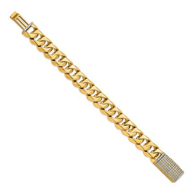 14K Yellow Gold 15mm Curb Link Chain Bracelet – view 2