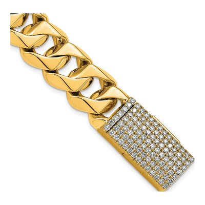 14K Yellow Gold 15mm Curb Link Chain Bracelet