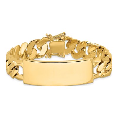 14K Yellow Gold Heavy Curb Link ID Bracelet – view 3