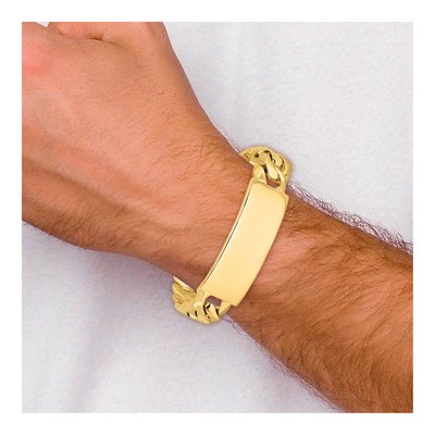 14K Yellow Gold Heavy Curb Link ID Bracelet – view 4