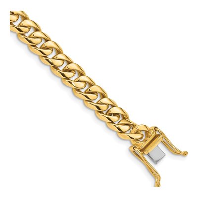 14K Yellow Gold 7.25mm Rounded Curb Chain Bracelet