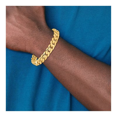 14K Yellow Gold 10.8mm Curb Chain Bracelet – view 5