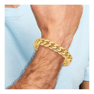 14K Yellow Gold 13.4mm Curb Chain Bracelet – view 4