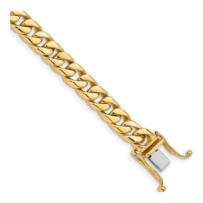 14K Yellow Gold 6.8mm Flat Beveled Curb Chain Bracelet
