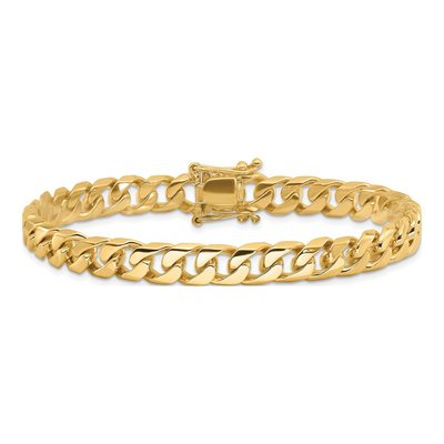 14K Yellow Gold 7.5mm Flat Beveled Curb Chain – view 3