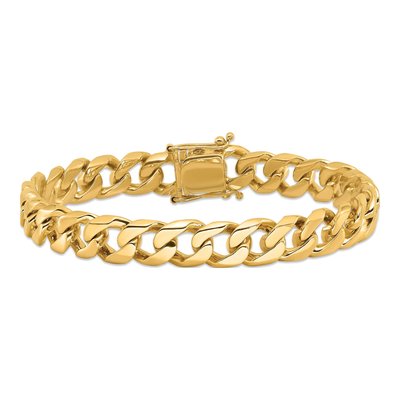 14K Yellow Gold 9.7mm Flat Beveled Curb Chain – view 3