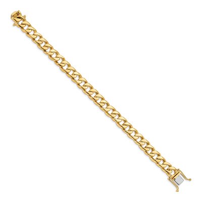 14K Yellow Gold 9.7mm Flat Beveled Curb Chain Bracelet – view 2