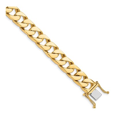 14K Yellow Gold 10.6mm Flat Beveled Curb Chain