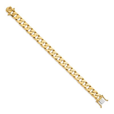 14K Yellow Gold 10.6mm Flat Beveled Curb Chain Bracelet – view 2