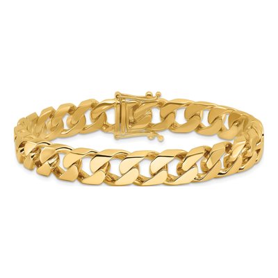 14K Yellow Gold 10.6mm Flat Beveled Curb Chain Bracelet – view 3