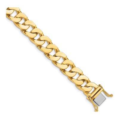 14K Yellow Gold 10mm Fancy Link Chain Bracelet