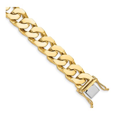 14K Yellow Gold 11.6mm Fancy Link Chain Bracelet