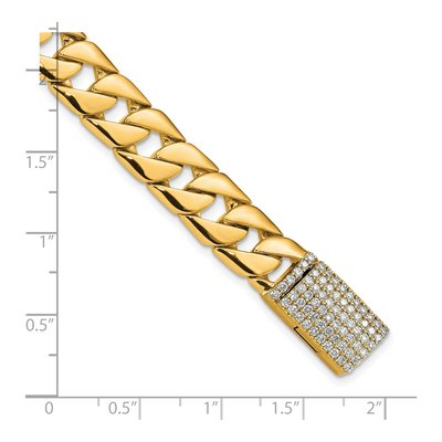14K Yellow Gold 10.2mm Fancy Curb Diamond Link Chain Bracelet – view 3