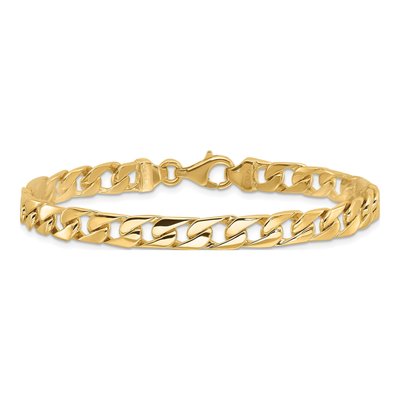 14K Yellow Gold 6.5mm Fancy Link Chain Bracelet – view 3