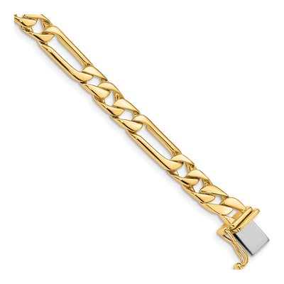 14K Yellow Gold 6mm Figaro Fancy Link Chain Bracelet