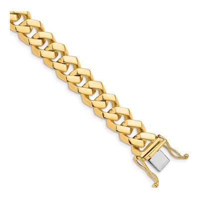 14K Yellow Gold 10mm Fancy Link Chain Bracelet