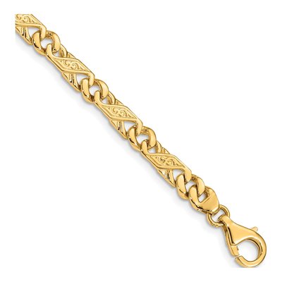 14K Yellow Gold 5.5mm Fancy Link Chain Bracelet