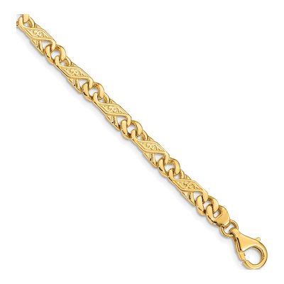14K Yellow Gold 5.5mm Fancy Link Chain Bracelet