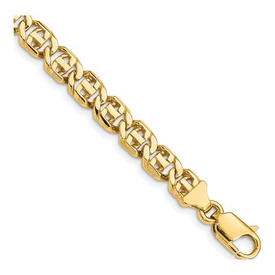 14K Yellow Gold 6.75mm Fancy Link Chain Bracelet