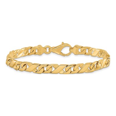 14K Yellow Gold 6.7mm Fancy Link Chain Bracelet – view 3
