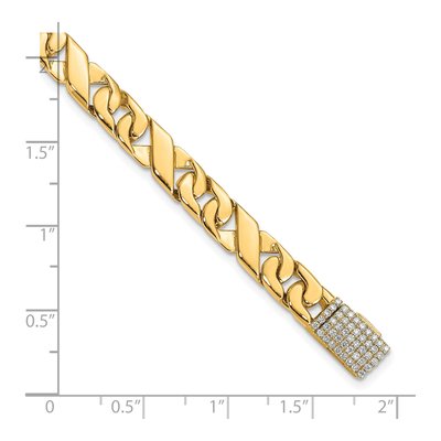 14K Yellow Gold 6.7mm Diamond-Clasp Fancy Link Chain Bracelet – view 3