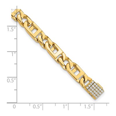 14K Yellow Gold 5.9mm Fancy Diamond Link Chain Bracelet – view 3