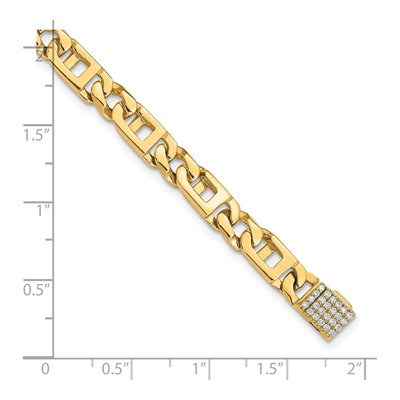 14K Yellow Gold 5.9mm Diamond Fancy Link Chain Bracelet – view 3