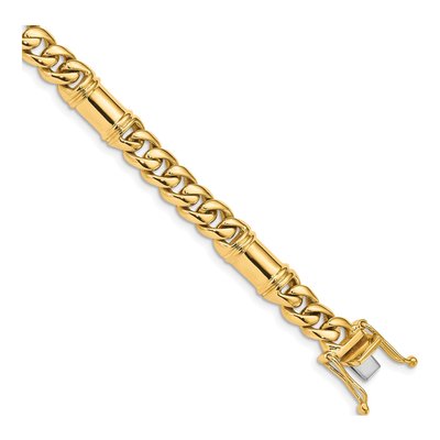 14K Yellow Gold 7.5mm Fancy Link Chain Bracelet
