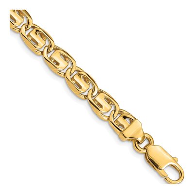 14K Yellow Gold 7.5mm Fancy Link Chain Bracelet