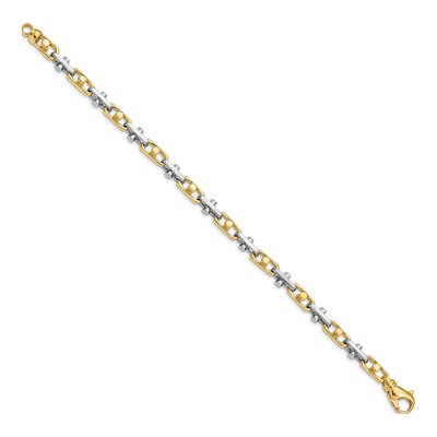 14K Two-Tone Gold 5.8mm Fancy Link Chain Bracelet – view 2