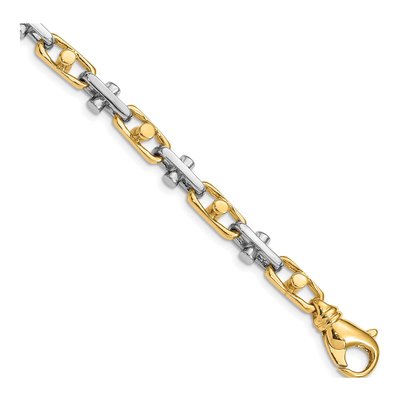 14K Two-Tone Gold 5.8mm Fancy Link Chain Bracelet