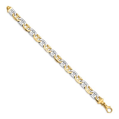 14K Two-Tone Gold 8mm Anchor Flat Fancy Link Chain Bracelet – view 2