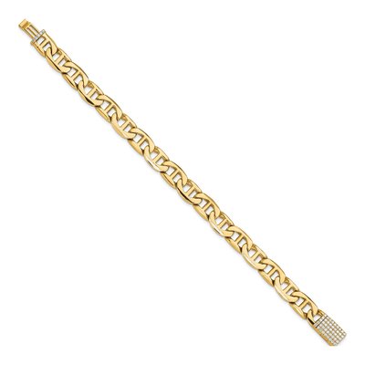 14K Yellow Gold 8mm Diamond-Clasp Anchor Chain Bracelet – view 2