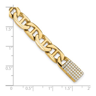 14K Yellow Gold 8mm Diamond-Clasp Anchor Chain Bracelet – view 3