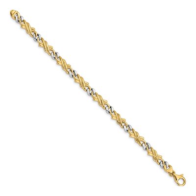 14K Two-Tone Gold 6mm Fancy Link Chain Bracelet – view 2