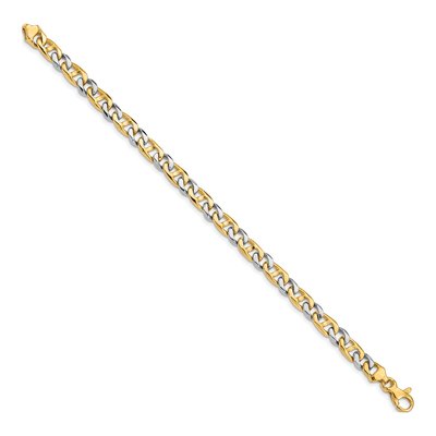 14K Two-Tone Gold 5.6mm Fancy Link Chain Bracelet – view 2