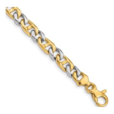 14K Two-Tone Gold 5.6mm Fancy Link Chain Bracelet