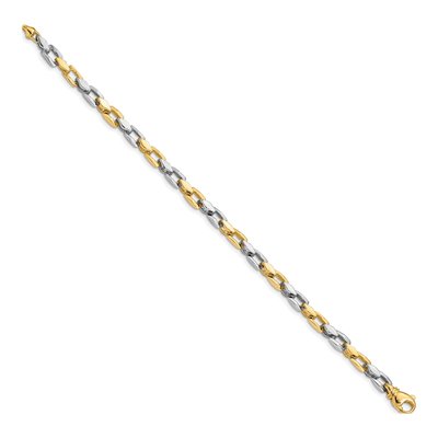 14K Two-Tone Gold 4.5mm Fancy Link Chain Bracelet – view 2