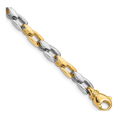 14K Two-Tone Gold 4.5mm Fancy Link Chain Bracelet