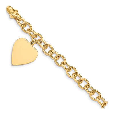 14K Yellow Gold Heart Link Bracelet