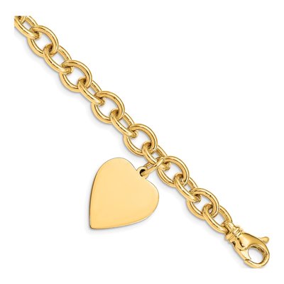 14K Yellow Gold Heart Link Bracelet