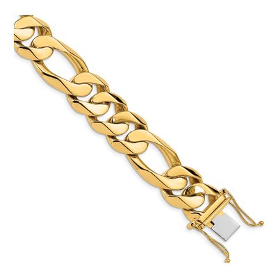14K Yellow Gold 15.7mm Figaro Chain Bracelet
